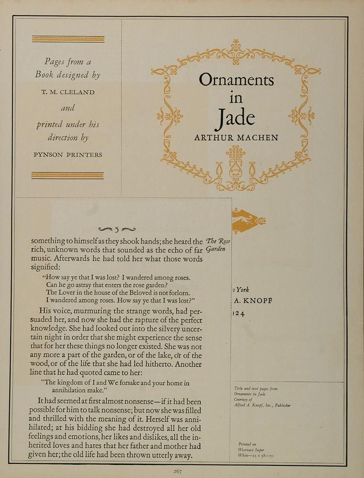 1926 Print Ornaments in Jade T. M. Cleveland Pynson   ORIGINAL