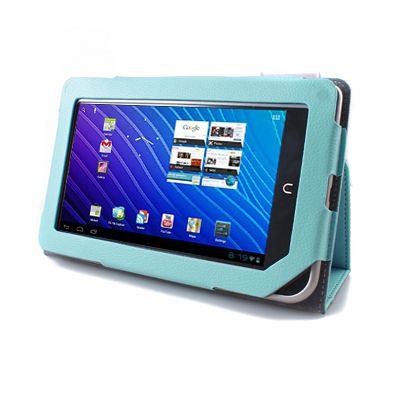 Aqua Blue Leather Case Cover for  Nook Color Tablet