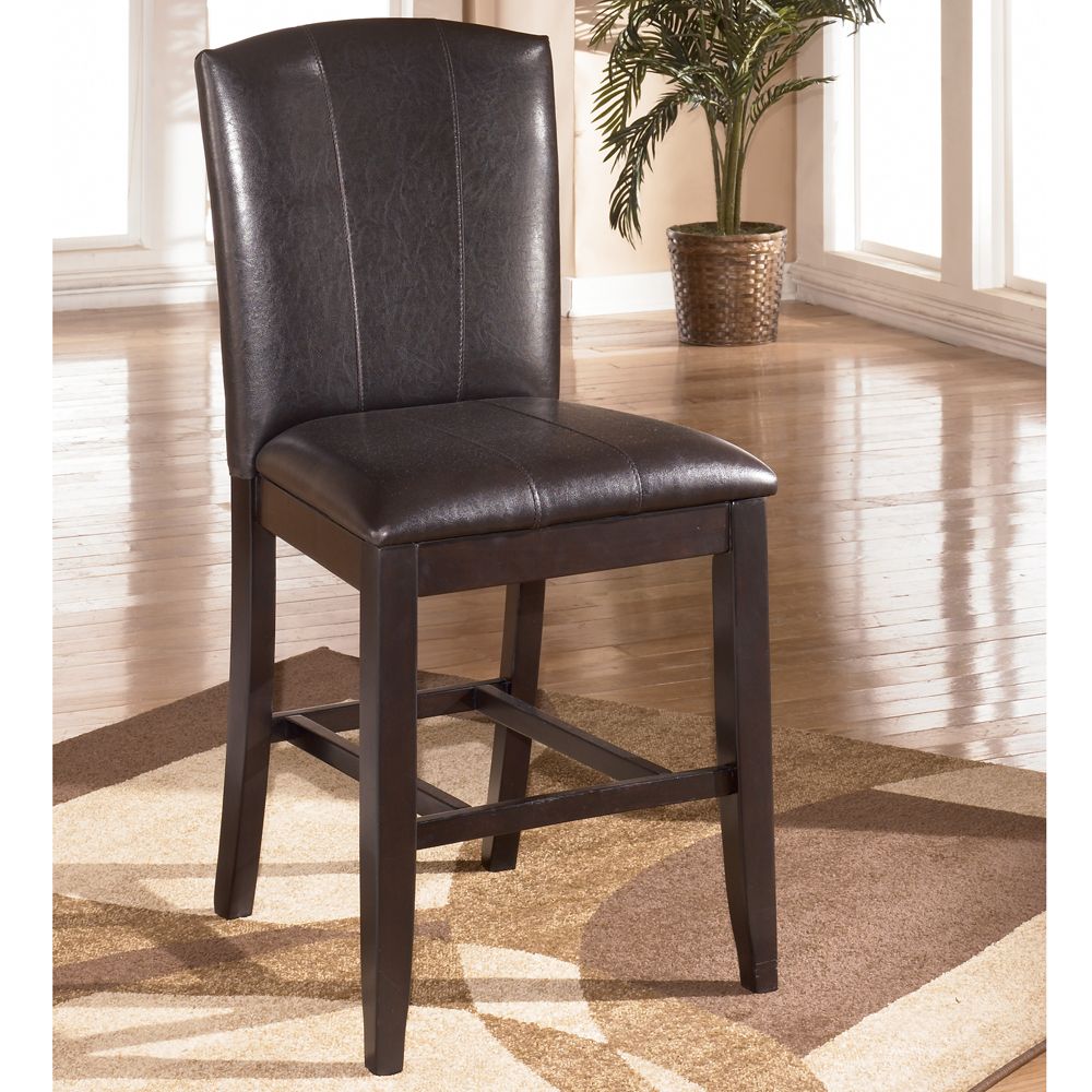 ASHLEY NAOMI DARK BROWN FINISH 24IN UPHOLSTERED BARSTOOL   FREE 