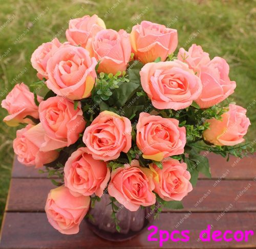 Artificial 11 Rose Silk 2 75Flower Lifelike Wedding Bouquet Home Deco 