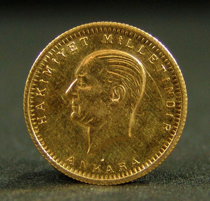 100 Kurush Kemal Ataturk Bust Turkish Gold Coin Turkey