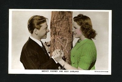 RARE Judy Garland Mickey Rooney UK Coloured Picturegoer Postcard 1930s 