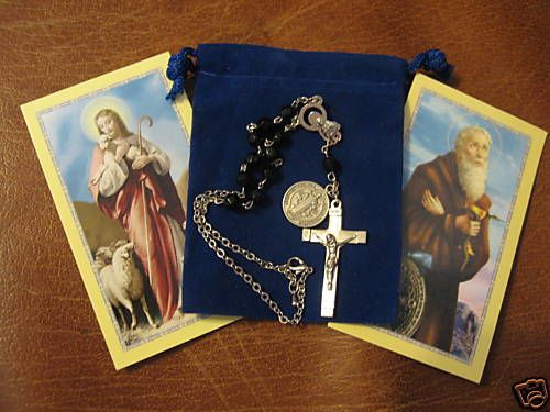 Beautiful St Benedict Scapular Rearview Mirror Rosary