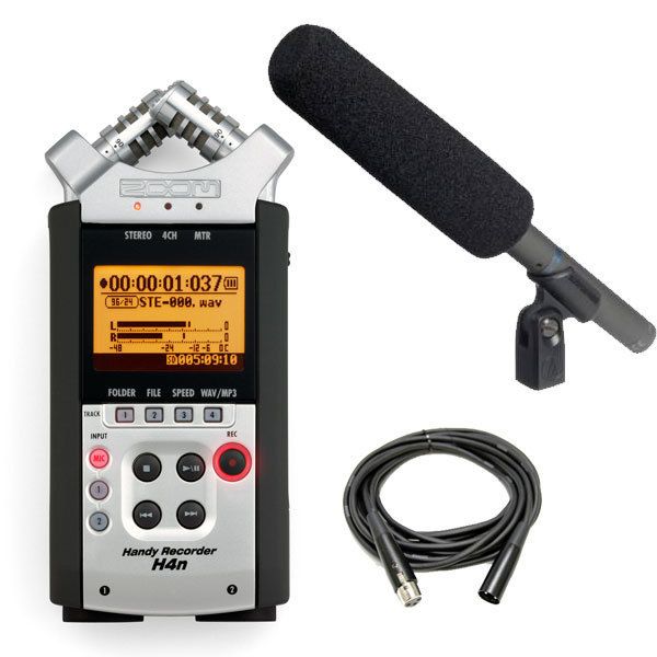   H4 n Portable Handy Digital Flash Recorder w Audio Technica AT897 XLR