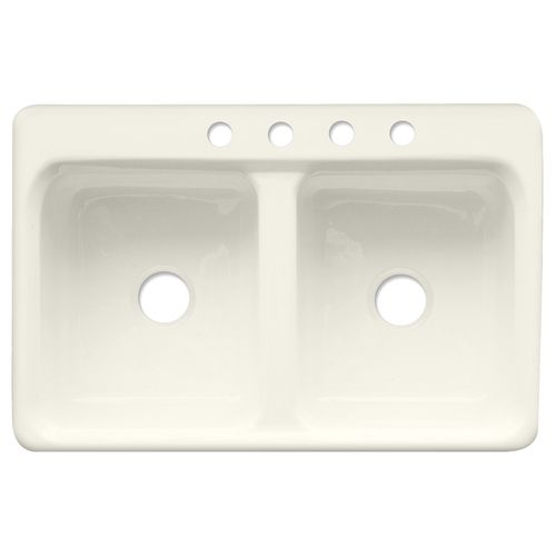 CorStone Biscuit 4 Hole Double Basin Acrylic Kitchen Sink New Was $231 
