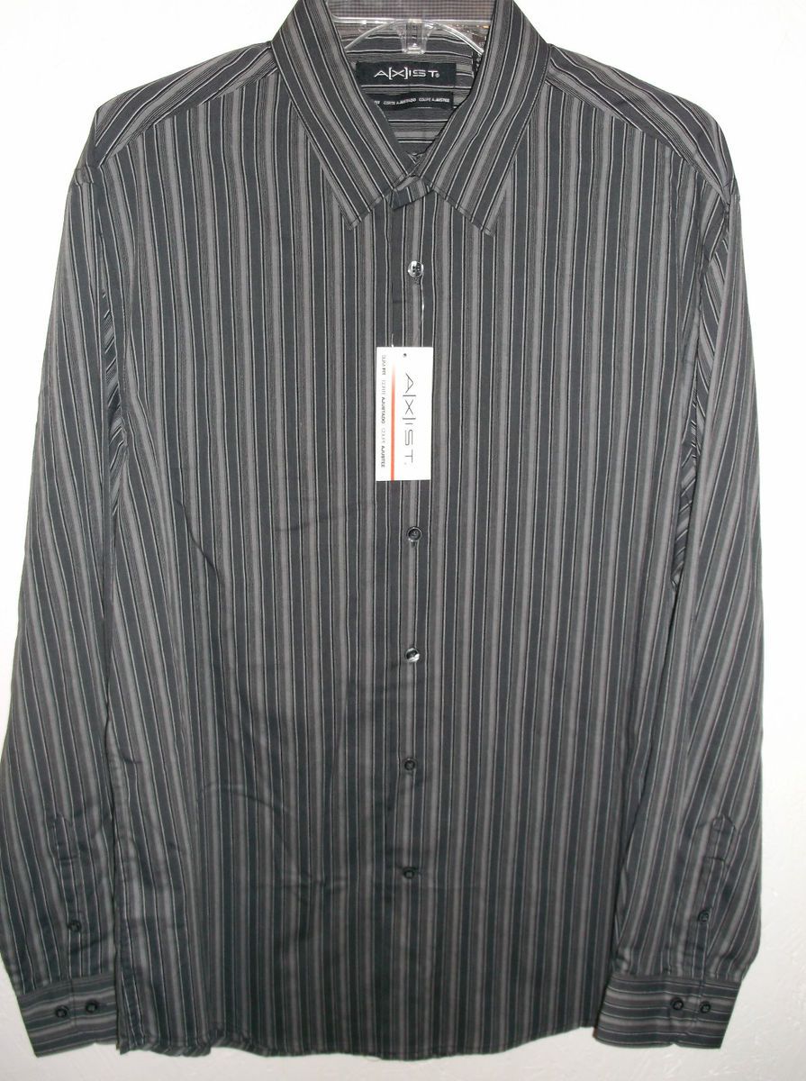 Mens Axist Black Striped Long Sleeve Shirt Size XL NWT