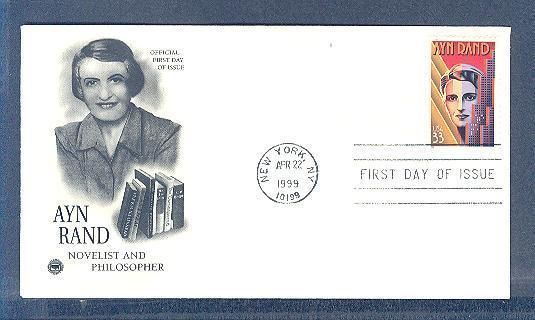 Ayn Rand Author Philosopher Atlas Shrugged The Fountainhead 1999 FDC 