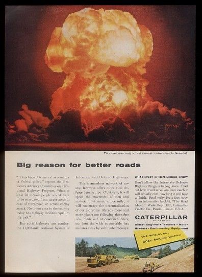 1958 GREAT atomic bomb mushroom cloud explosion photo Caterpillar 