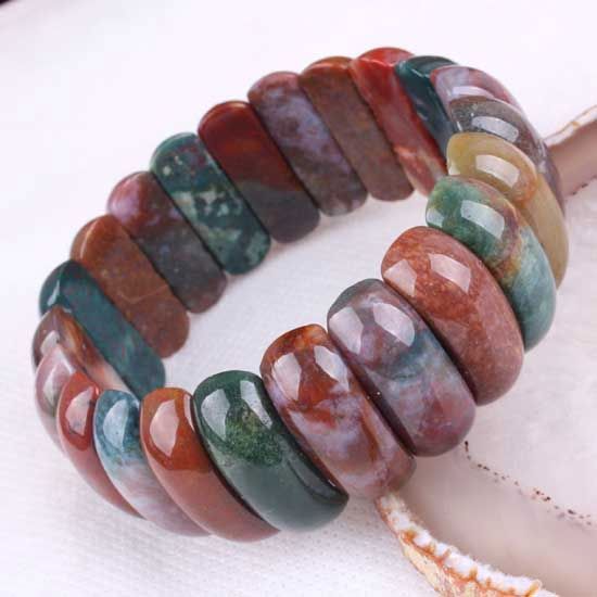 9x25mm Indian Agate Beads Gemstone Stretchy Bracelet Bangle 8L New 