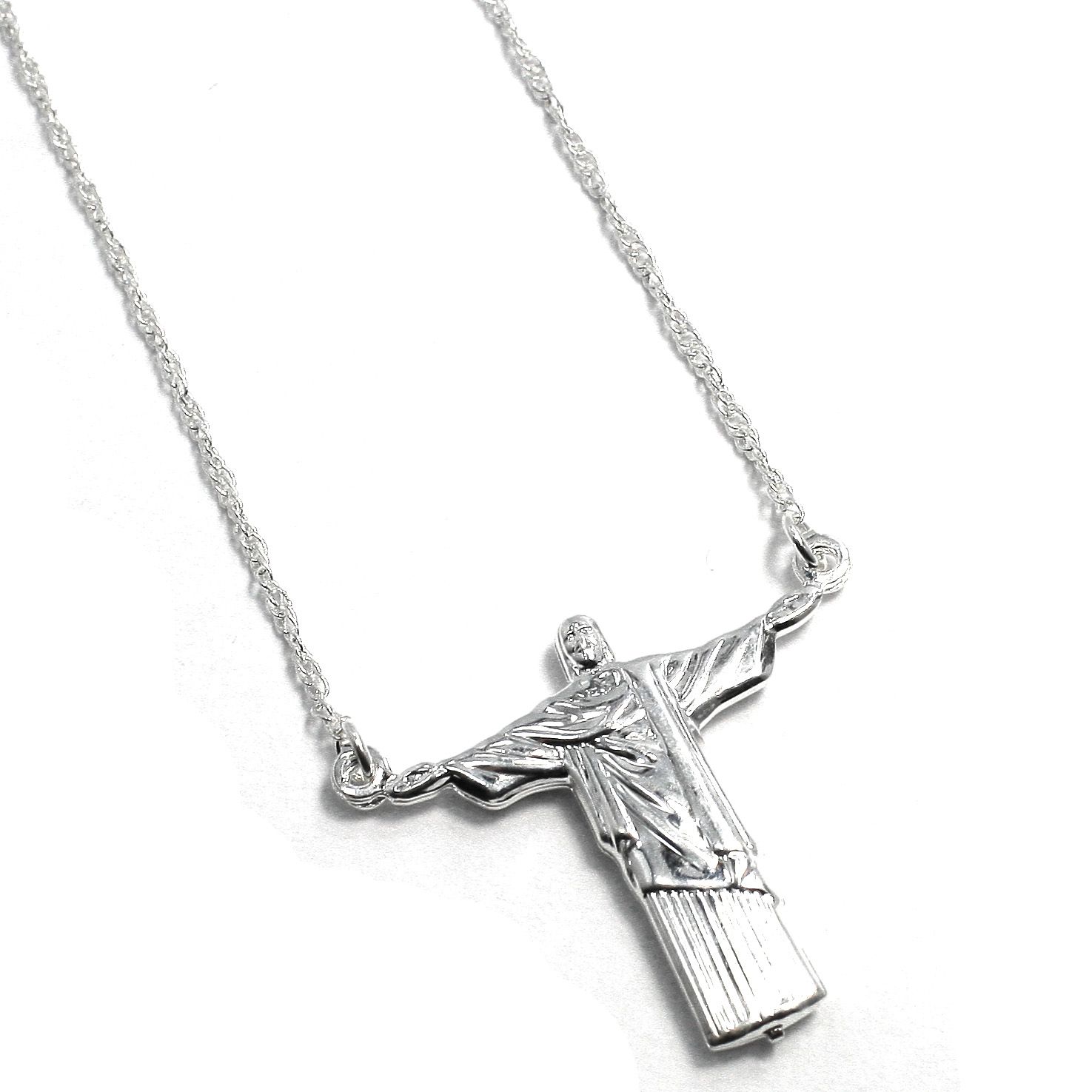 White Gold 18K GF Jesus Christ The Redeemer Pendant Necklace Unique 