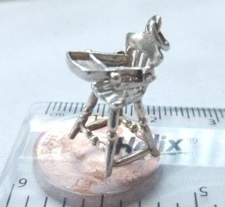   VINTAGE NUVO STERLING SILVER BABY HIGH CHAIR BRACELET CHARM   MOVES