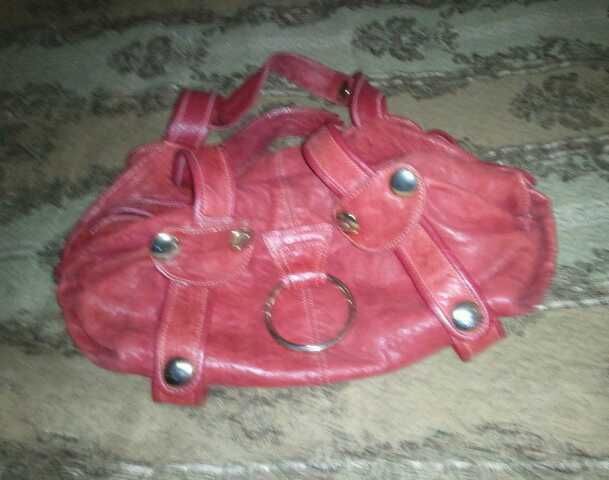 Authentic Red Leather Gustto sample baca bag