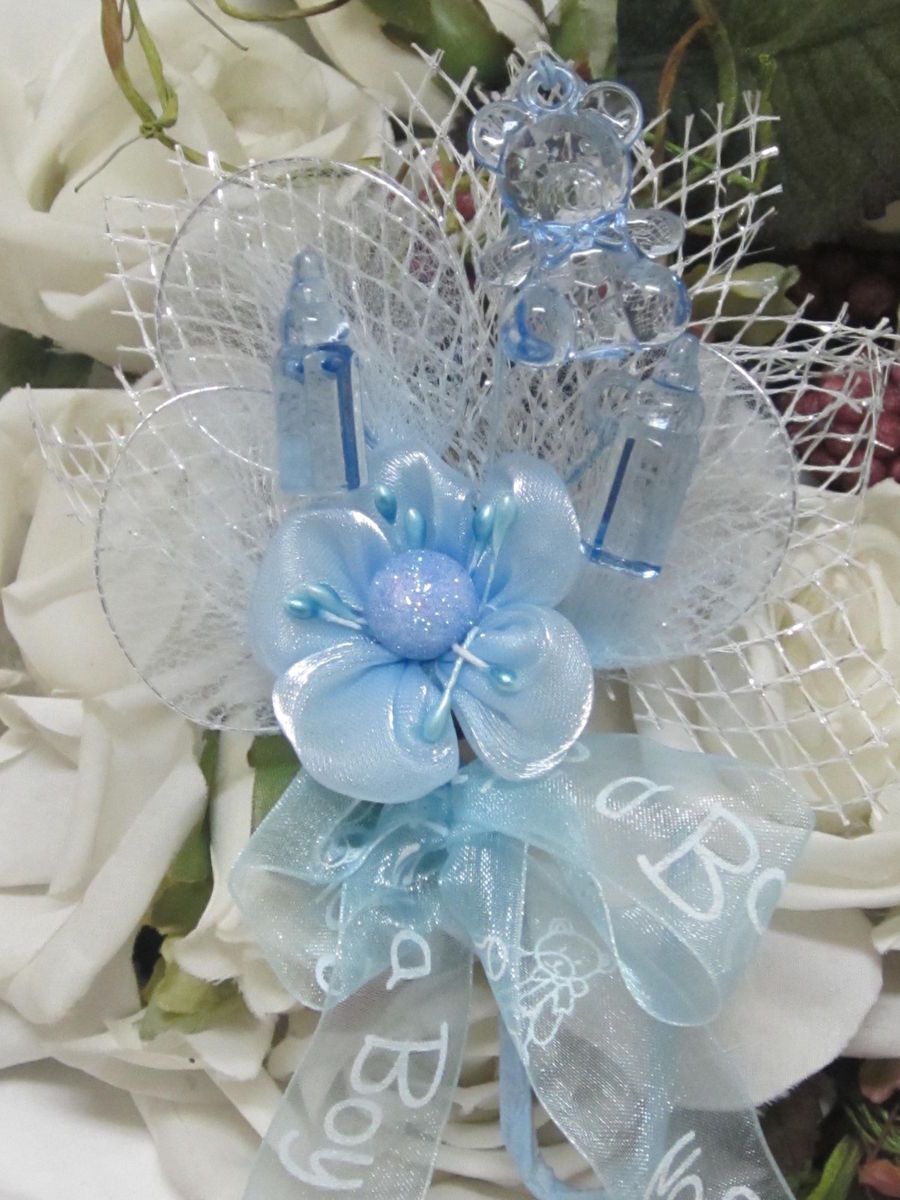 Baby Shower Corsage Boy Mother to Be Flower Corsage Blue Grandma Too 