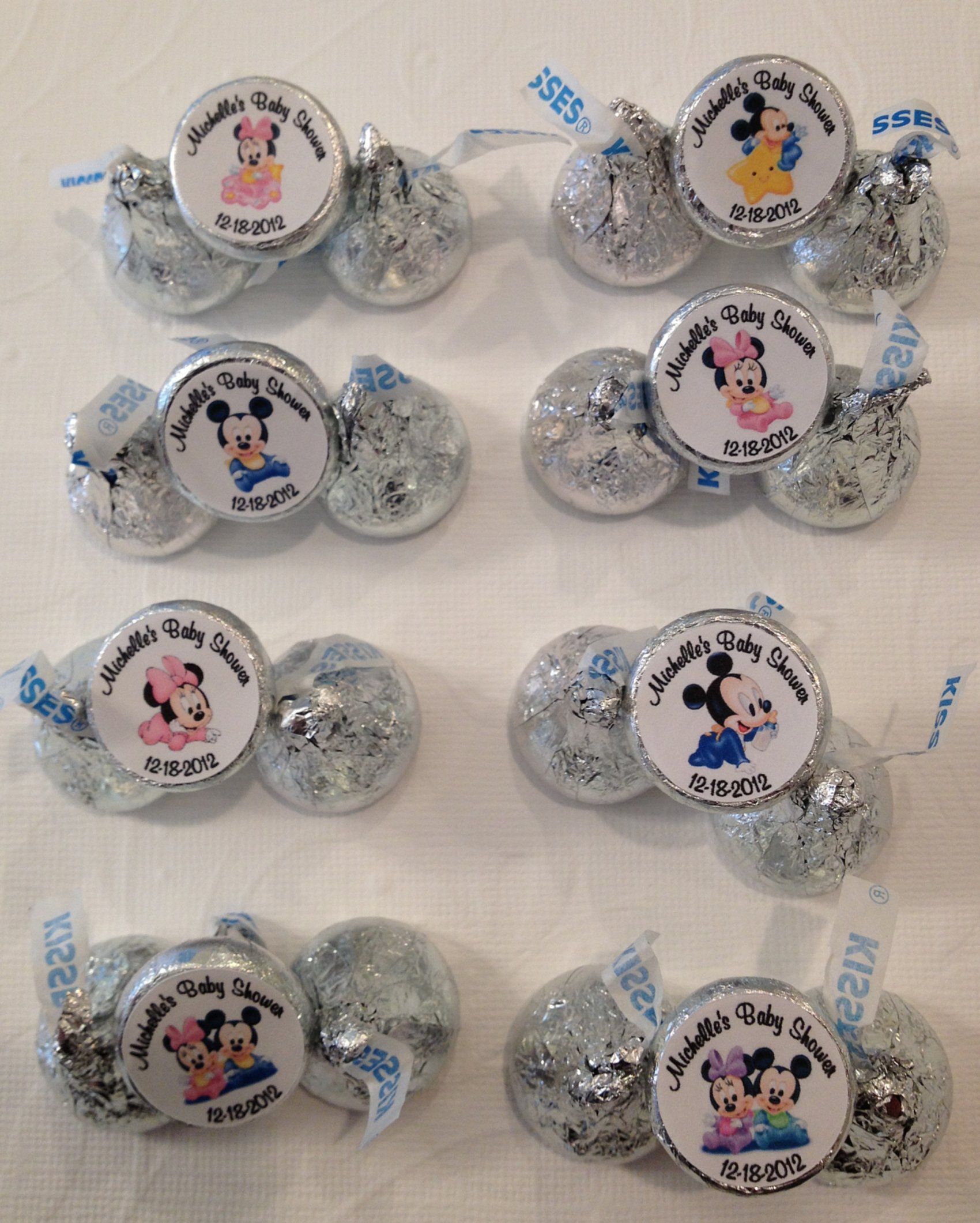 180 Personalized Baby Minnie Mickey Mouse Baby Shower Hersheys Kiss 