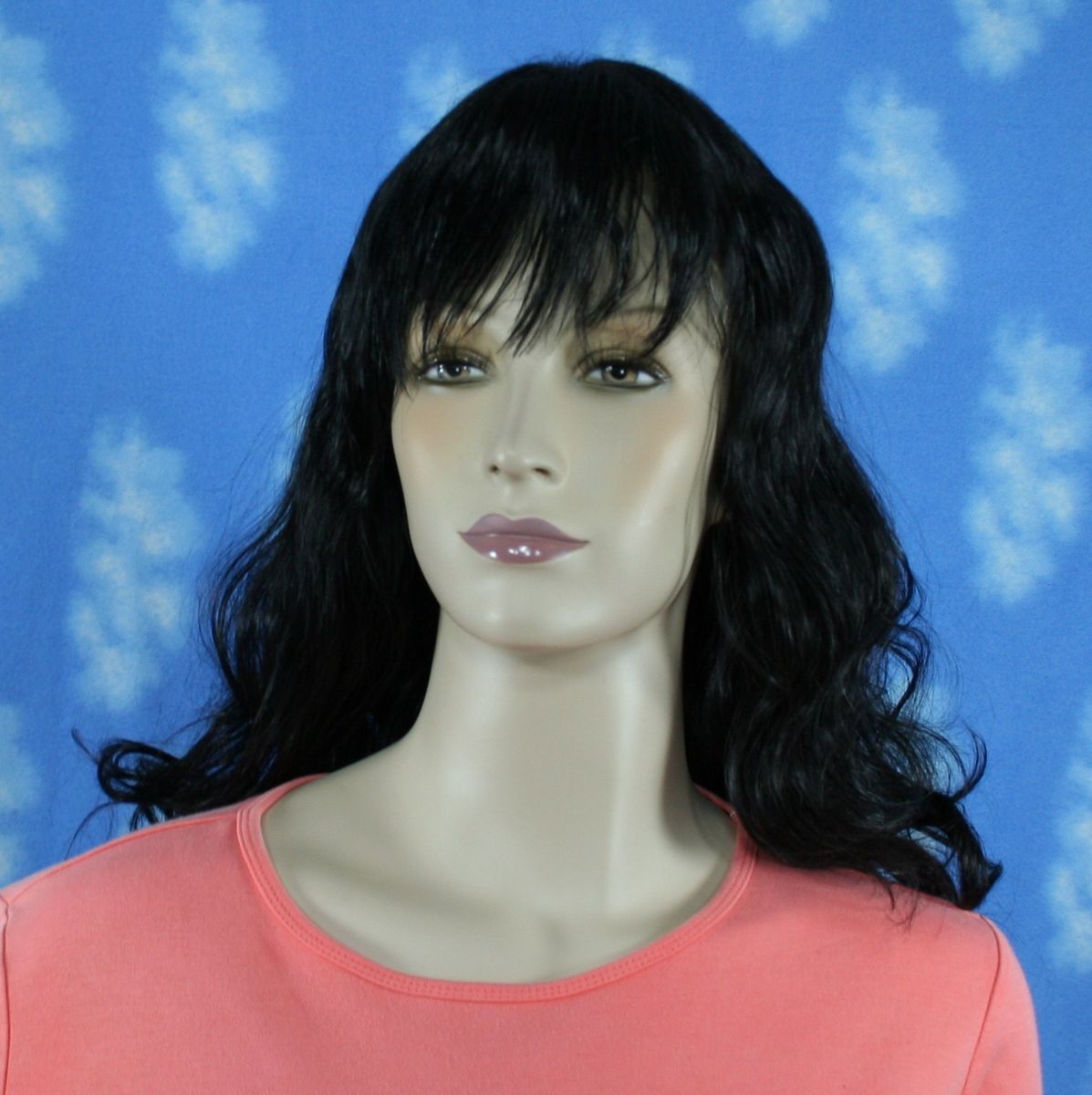 Long Wavy Black Wig with Bangs Crossdressing S6712