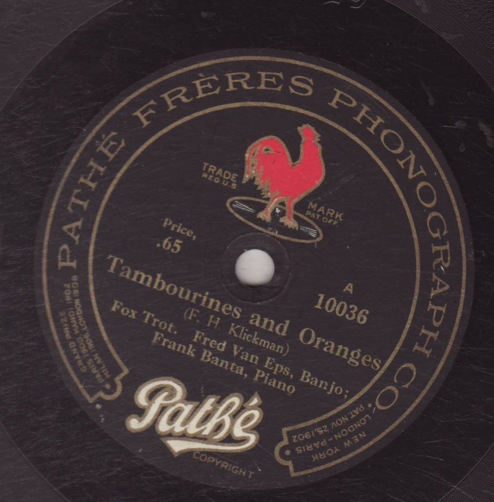 Fred Van Eps, Frank Banta   PATHE 10036   Banjo, Piano   Tambourines 