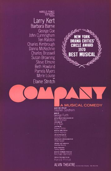 1970 Broadway Sondheim Poster~COMPANY~ Larry Kert~Donna McKechnie 