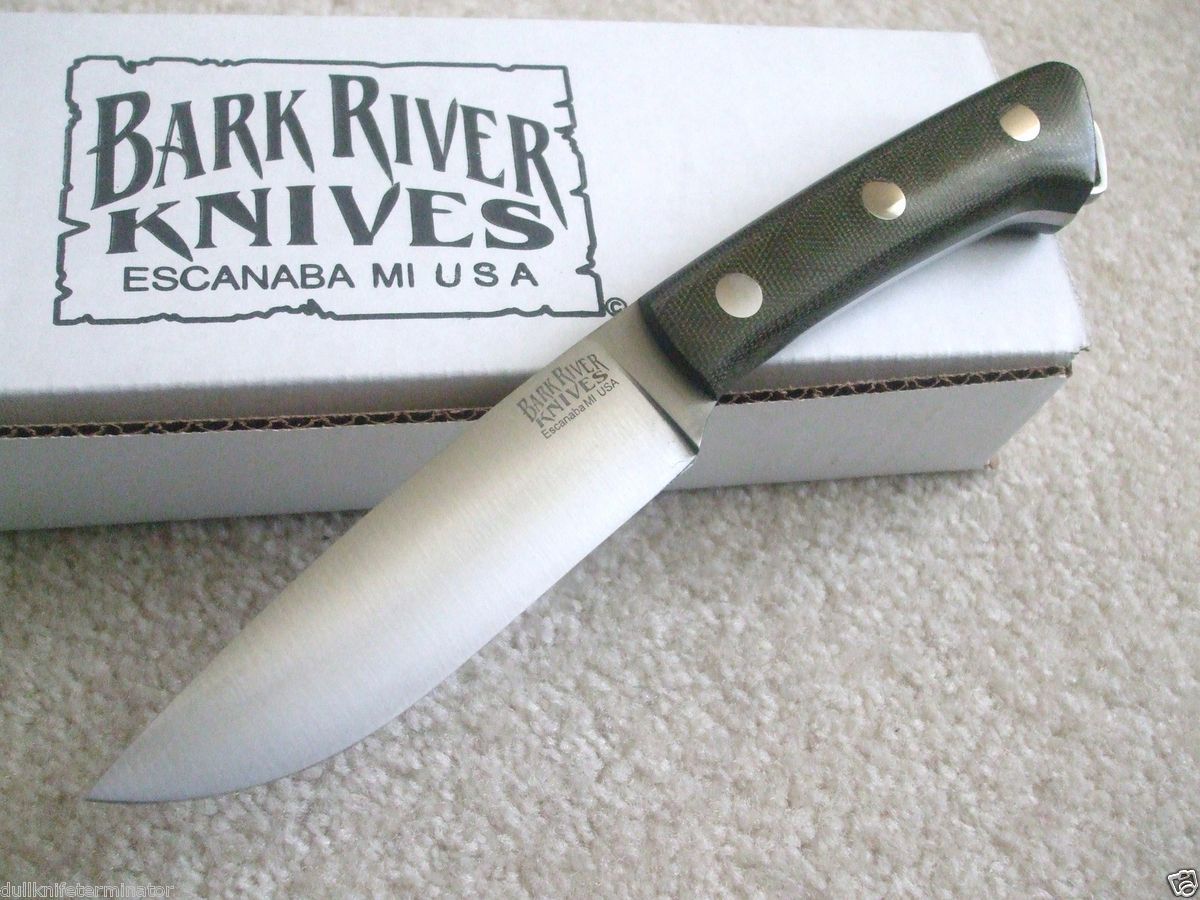 Bark River Fox River Hunting Field Knife Green Micarta Handles 130GM 