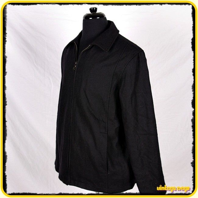 Steve Barrys Wool Jacket Coat Mens Size M Medium Black Zippered 