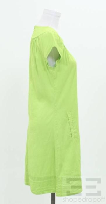 Calypso St. Barth Neon Green Silk Cap Sleeve Dress Size Large