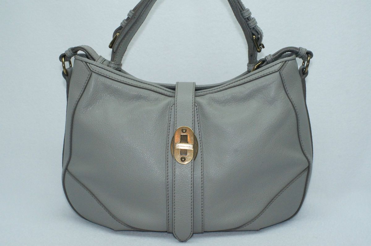 Burberry Bartow Grainy Grey Hobo Satchel Tote Handbag Bag NWT