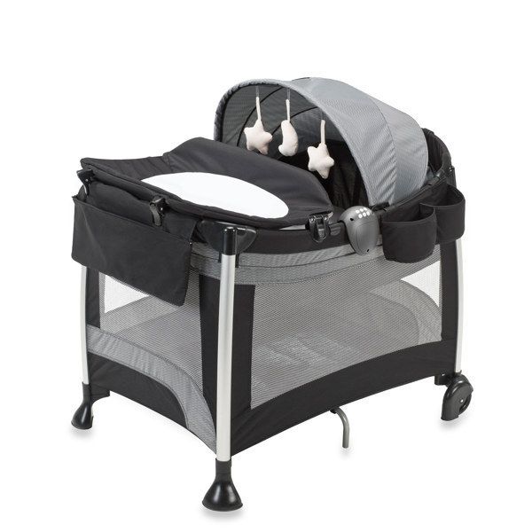 Evenflo BabySuite Premier Playard Bassinet GRAY RACER~ BRAND NEW