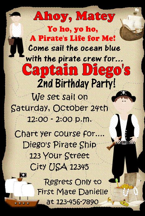 12 Pirate Boy Ticket Invitations Birthday Photo Twins