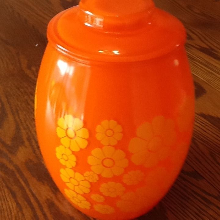 1950s Bartlett Collins Flower Power Brilliant Orange Cookie Jar
