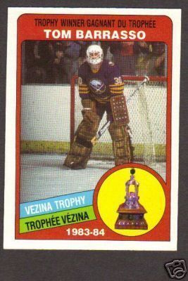 1984 85 OPC 379 TOM BARRASSO VEZINA TROPHY SABRES