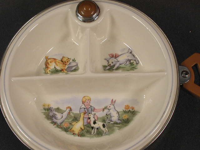 Bartsch Childs Covered Warming Dish Chrome Bakelite