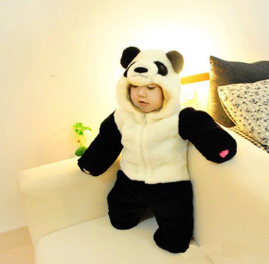   Panda One Piece Romper Costume Outfit Hat Set Winter 6 9months/1/2/3T