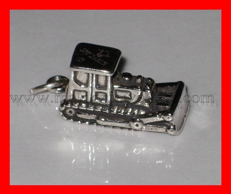 Bulldozer sterling silver charm .925 x 1 Bulldozers Bull Dozer charms 