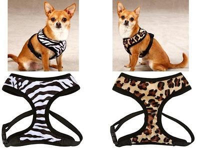 ANY STYLE & SIZE   PLUSH PRINT   SOFT DOG HARNESS   ZEBRA LEOPARD