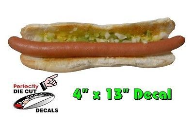 Foot Long Hot Dog 4x13 Decal Sign for Hot Dog Cart or Concession 