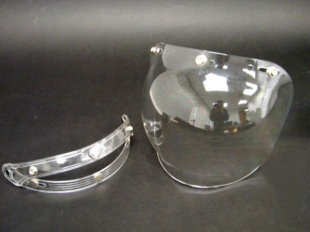 NEW FLIP UP 3 SNAP BUBBLE SHIELD VISOR VINTAGE OPEN FACE MOTORCYCLE 