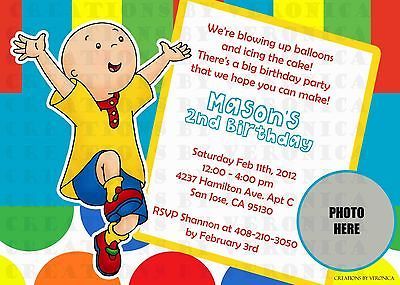 birthday caillou picture invitation digital u print 