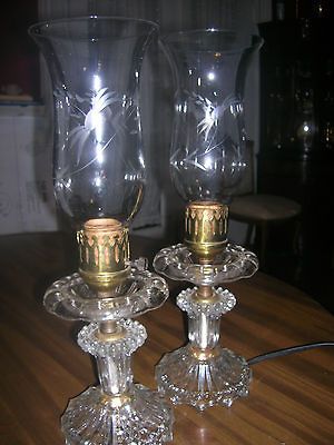 Vntg~Working~P​ressed/Etched~​Table Lamps~Grape Etched Designs 