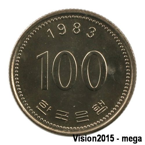 1983 south korea 100won coin unc yi sun shin 235