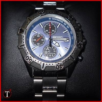 Mens Seiko Analogue Quartz Chronograph Watch CAL 7T62 Black Face