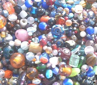 200 Mixed Assorted Bulk Glass Beads FREE US SHIP make your own gifts 
