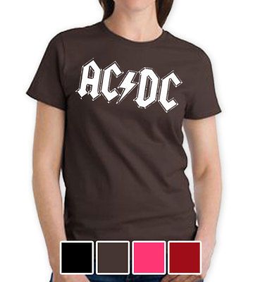 acdc ac dc women ladies brown large t shirt rock