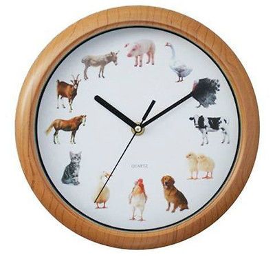 FARM YARD ANIMAL CLOCK WITH SOUNDS INCLUDING PIG/COW/DOG/HORSE/HEN AND 