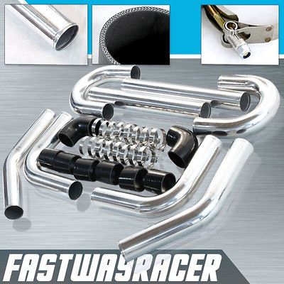 Universal Black 3.0 Polished Aluminum FMIC Intercooler Piping Kit 