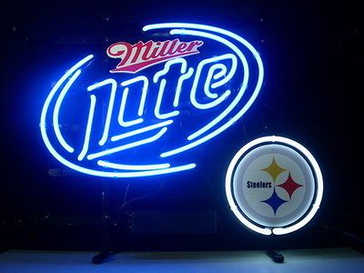 NEW PITTSBURGH STEELERS FOOTBALL MILLER LITE REAL NEON LIGHT BEER BAR 