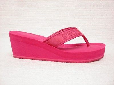 NIB*COACH*JAICEE*HOT PINK JACQUARD THONG FLIP FLOPS SANDALS 9M A0030 