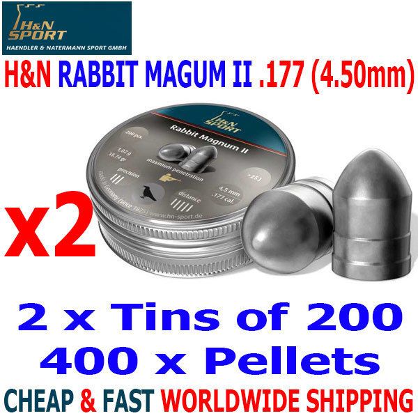 RABBIT MAGNUM II .177 4.50mm Airgun Pellets 2(tins)x200pcs FAC 