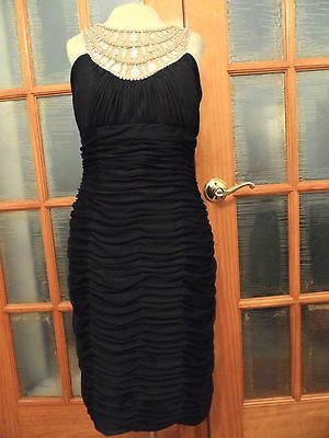 0545 New $245 tag Melanie Lyne Evening 2layres Dress diamond stones 