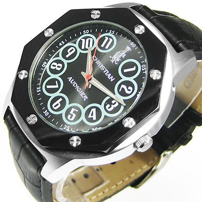 christian audigier mens revo watch black leather strap time left