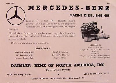 1956 mercedes benz model om636 marine diesel engine ad time