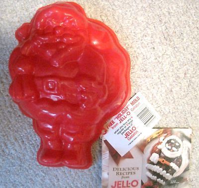 NEW RED SANTA CLAUS JELLO MOLD WITH JELLO RECIPE CARDS   VERY 